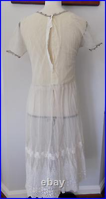 Antique Women's Cream White Lace Slip Undergarments Dress