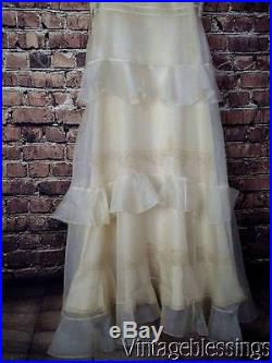 Antique c1920-30s Cotton Chiffon Dress French Alencon Lace Slip