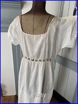 Antique edwardian trousseau lace dress fine cotton slip nightgown 1900s 1910s