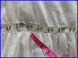Antique edwardian trousseau lace dress fine cotton slip nightgown 1900s 1910s