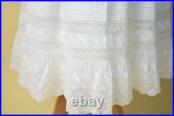 Antique hand made Edwardian girls dress with under slip white lace confirmation