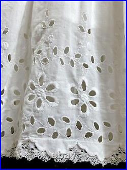 Antique vintage edwardian cotton dress slip petticoat long eyelet prairie small