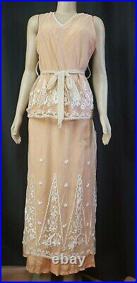 April Cornell Vintage Rare Dress 2pc Romantic Nostalgia Peach Lace Fits M #CB5