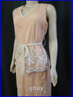April Cornell Vintage Rare Dress 2pc Romantic Nostalgia Peach Lace Fits M #CB5