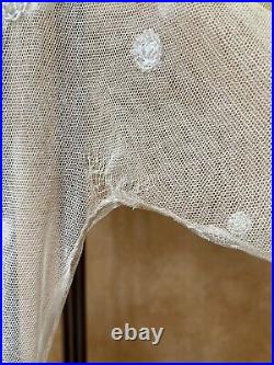 Authentic 1920 /1930s Beaded Embroidered White Lace Dress & Slip XS Rare