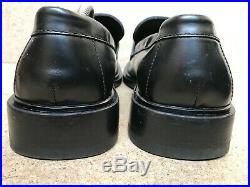 Authentic Gucci Vintage Loafers Slip On Black Leather Logo Strap Size 10 D