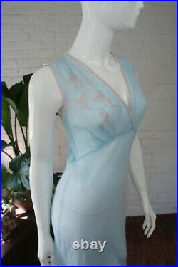 BABY BLUE CHIFFON Vintage 1930's Bias Cut Sheer Silk Crêpe Nightgown Slip Dress