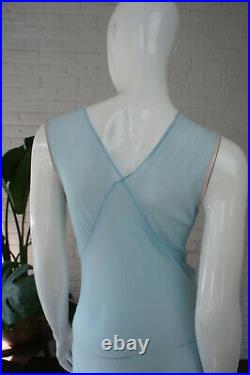 BABY BLUE CHIFFON Vintage 1930's Bias Cut Sheer Silk Crêpe Nightgown Slip Dress