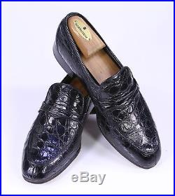 BALLY Vintage Black Slip-On Crocodile Dress Loafers Men's US 8 D