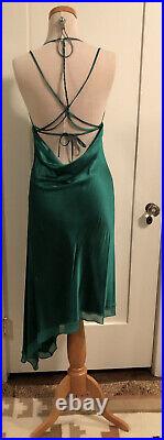 BCBG MAXAZRIA Silk Satin Cowl Backless Sexy Formal Dress 6 Med EUC emerald green
