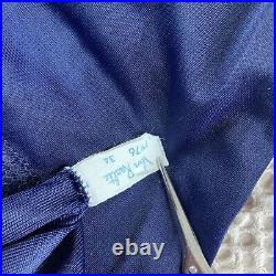 BEAUTY Vintage VAN RAALTE Petalskin Dress SLIP Nylon Navy CHIFFON Lace 34 S/M