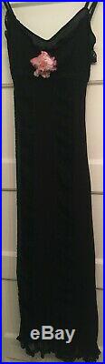 BETSY JOHNSON Black Lace Slip Dress/Flower Vintage ClassicSz SNWT $172CUTE