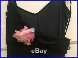 BETSY JOHNSON Black Lace Slip Dress/Flower Vintage ClassicSz SNWT $172CUTE
