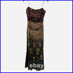 Badgley Mischka vintage beaded sequined silk blend sleeveless formal dress SZ 2