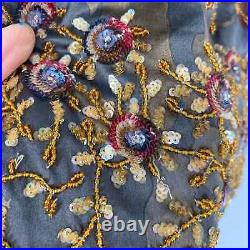 Badgley Mischka vintage beaded sequined silk blend sleeveless formal dress SZ 2