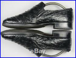 Bally Switzerland Mens Dress Shoes 7.5 Black Ostrich Slip-On Loafer Vintage EUC