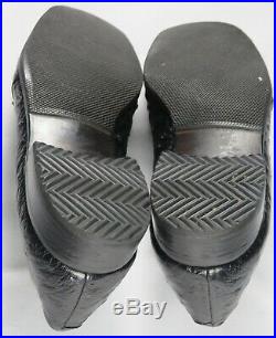 Bally Switzerland Mens Dress Shoes 7.5 Black Ostrich Slip-On Loafer Vintage EUC