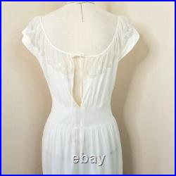 Barbizon 50s Dress Ivory Maxi Cap Sleeve Cottage Regency Core Slip Gown S M