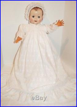 Beautiful 30 1960's Effanbee doll in Eyelet Lace Christening dress, hat & slip