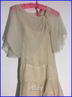 Beautiful Antique 1920s Chiffon Dress with Slip, Pretty Good Condition