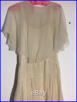 Beautiful Antique 1920s Chiffon Dress with Slip, Pretty Good Condition