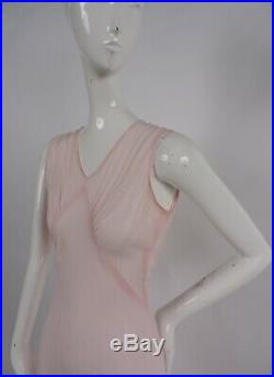Beautiful Bias Cut Petal Pink 1930s Silk Chiffon Long Slip Dress