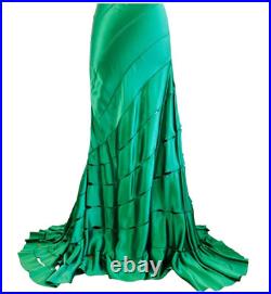 Beautiful Green Silk Vintage S/S 2004 Roberto Cavalli Maxi Slip Dress Mermaid