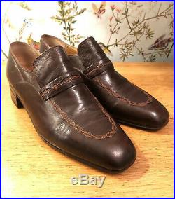 Bellesco Sito ARTIOLI Vintage Leather Brown Handmade Slip On Italian Shoes 10 UK