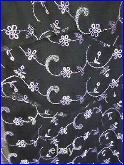 Betsey Johnson Black Sheer Lace Slip Dress, S, Vintage, Floral Pattern