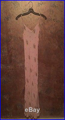 Betsey Johnson Dress Pink Rose Floral Long Maxi Slip Dress M L Rare 90s Vintage