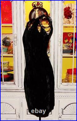 Betsey Johnson Dress VINTAGE 90's Black CRUSHED VELVET Evening Party Medium 6 8
