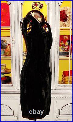 Betsey Johnson Dress VINTAGE 90's Black CRUSHED VELVET Evening Party Medium 6 8