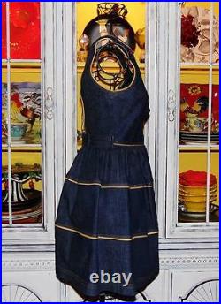 Betsey Johnson Dress VINTAGE Blue DENIM Jean RUNWAY Skater FIT & FLARE Party 4 S