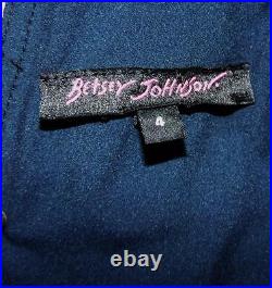 Betsey Johnson Dress VINTAGE Blue DENIM Jean RUNWAY Skater FIT & FLARE Party 4 S