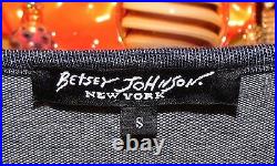 Betsey Johnson Dress VINTAGE Blue Jean DENIM LOOK Corset LACE UP Stretch S 2 4 6