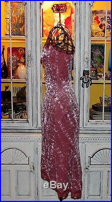 Betsey Johnson Dress VINTAGE Pink CRUSHED VELVET Lace Evening Party Slip S 4 NWT