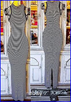 Betsey Johnson Dress Vintage 90s Black and White Striped Long Maxi Slip Medium