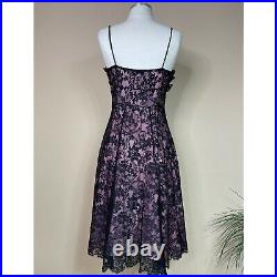 Betsey Johnson Dress Vintage Medium Black Pink Lace Strappy Romantic Dress