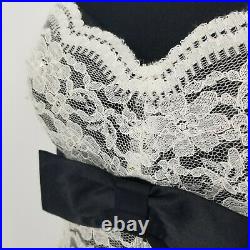 Betsey Johnson Evening Black White Lace Slip Dress Silk Vintage 6 1990s Sexy