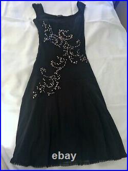 Betsey Johnson Evening Dres Rare Stretch Cotton Vintage Sleeveles Sequins Size S