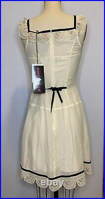 Betsey Johnson Floral Vintage lace Dress with matching slip Cream size 2 New