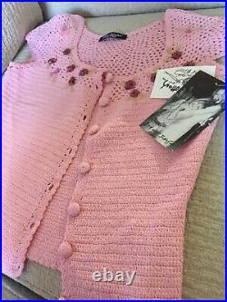 Betsey Johnson Lot 2 Items Embroidered Pink Shrug NWT + Vtg Crochet Dress Used