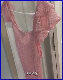 Betsey Johnson Lot 2 Items Embroidered Pink Shrug NWT + Vtg Crochet Dress Used