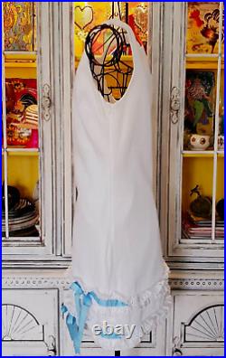 Betsey Johnson New York Dress Vintage Runway White Cotton Lace Ruffle Size S M 8