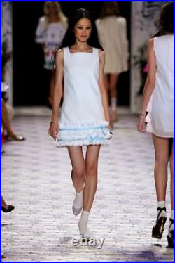 Betsey Johnson New York Dress Vintage Runway White Cotton Lace Ruffle Size S M 8
