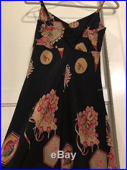 Betsey Johnson New York Rare 100% Silk Vintage 90s 1990s Japanese Slip Dress M