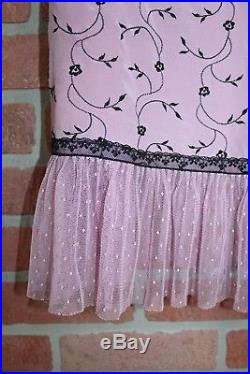 Betsey Johnson New York Vtg 90's Purple & Black Floral Lace Slip Dress Size 4