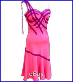 Betsey Johnson Pink Purple Wiggle Mermaid Lace Sweetheart Slip/Sundress 8/10