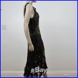 Betsey Johnson Sheer Dress Vintage Crushed Velvet Floral Slip Size Large