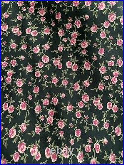 Betsey Johnson Silk Floral Midi Slip Dress Beaded Hem Vintage Size S